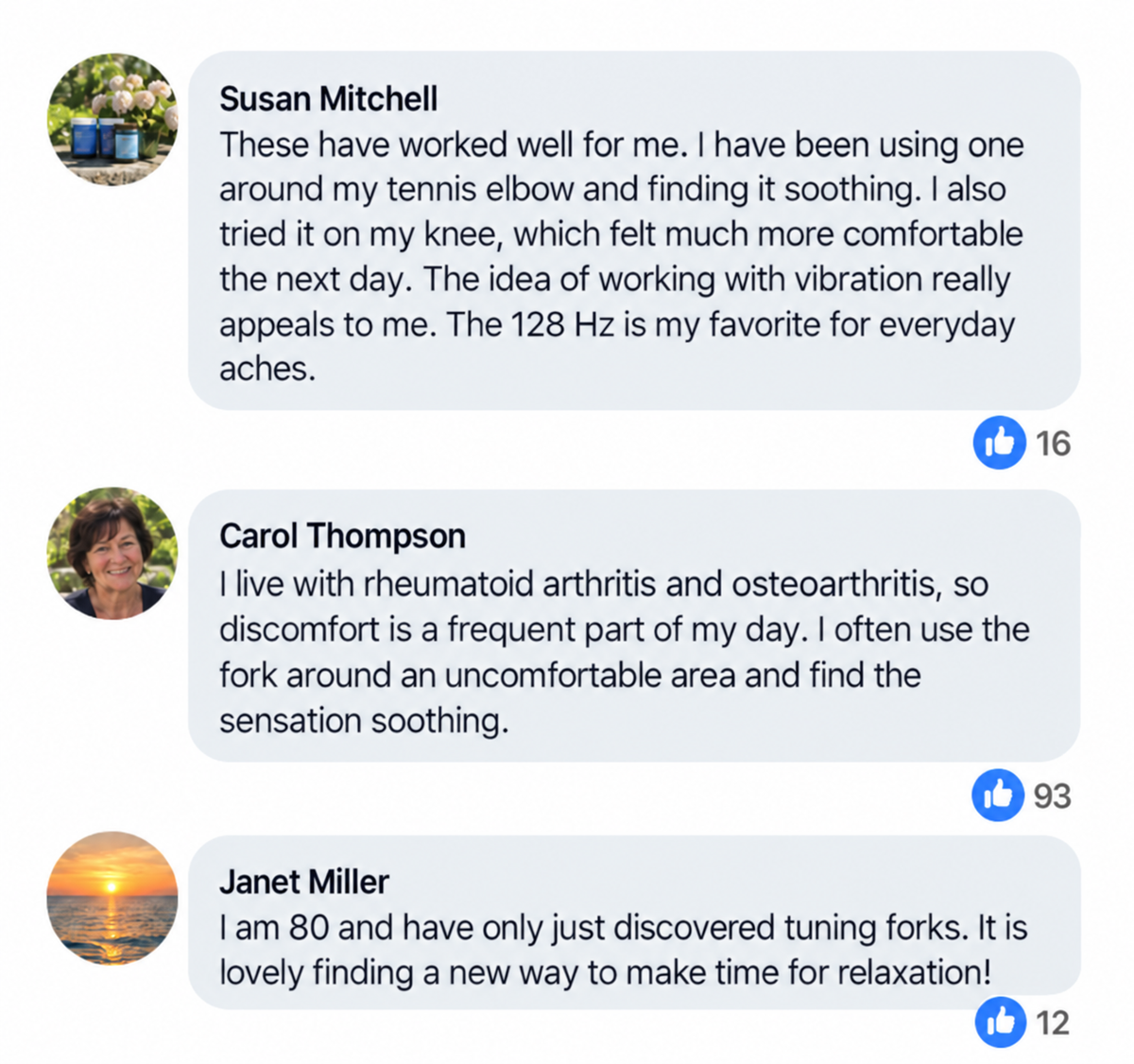 Customer reviews from Susan Mitchell, Carol Thompson and Janet Miller.