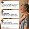 Tuning fork lifestyle image with three customer testimonial cards