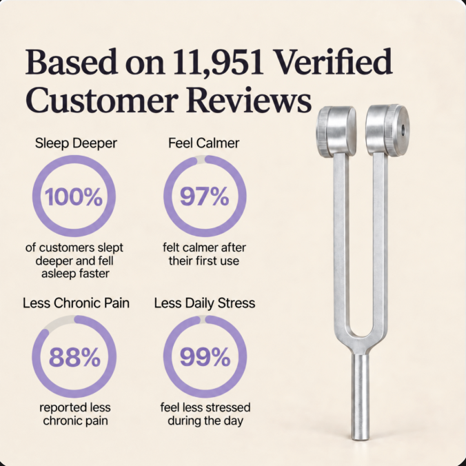Tuning fork with customer review statistics infographic